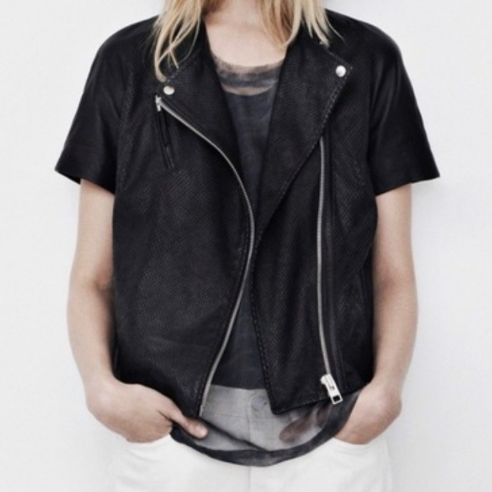 Allsaints Edgy RARE Bikercore moto reptile quad biker jacket 8 italian leather